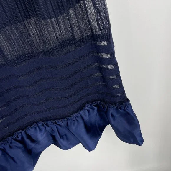 NWOT - foxiedox Navy Sheer Striped Midi Dress - Picture 6 of 8